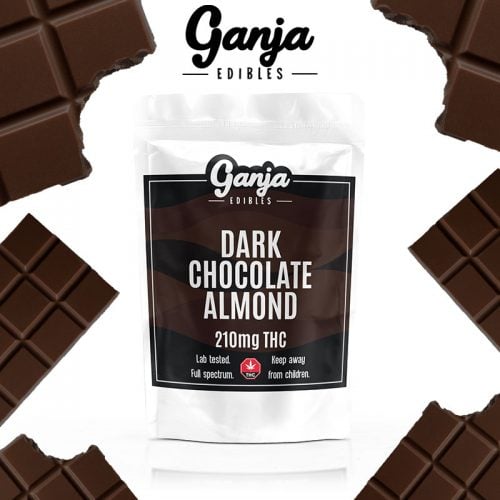 Ganja Baked – Dark Chocolate Almond Bar 210mg THC (Vegan)