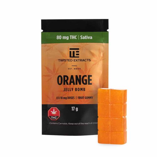 Twisted Extracts Orange Jelly Bombs 80mg THC Sativa