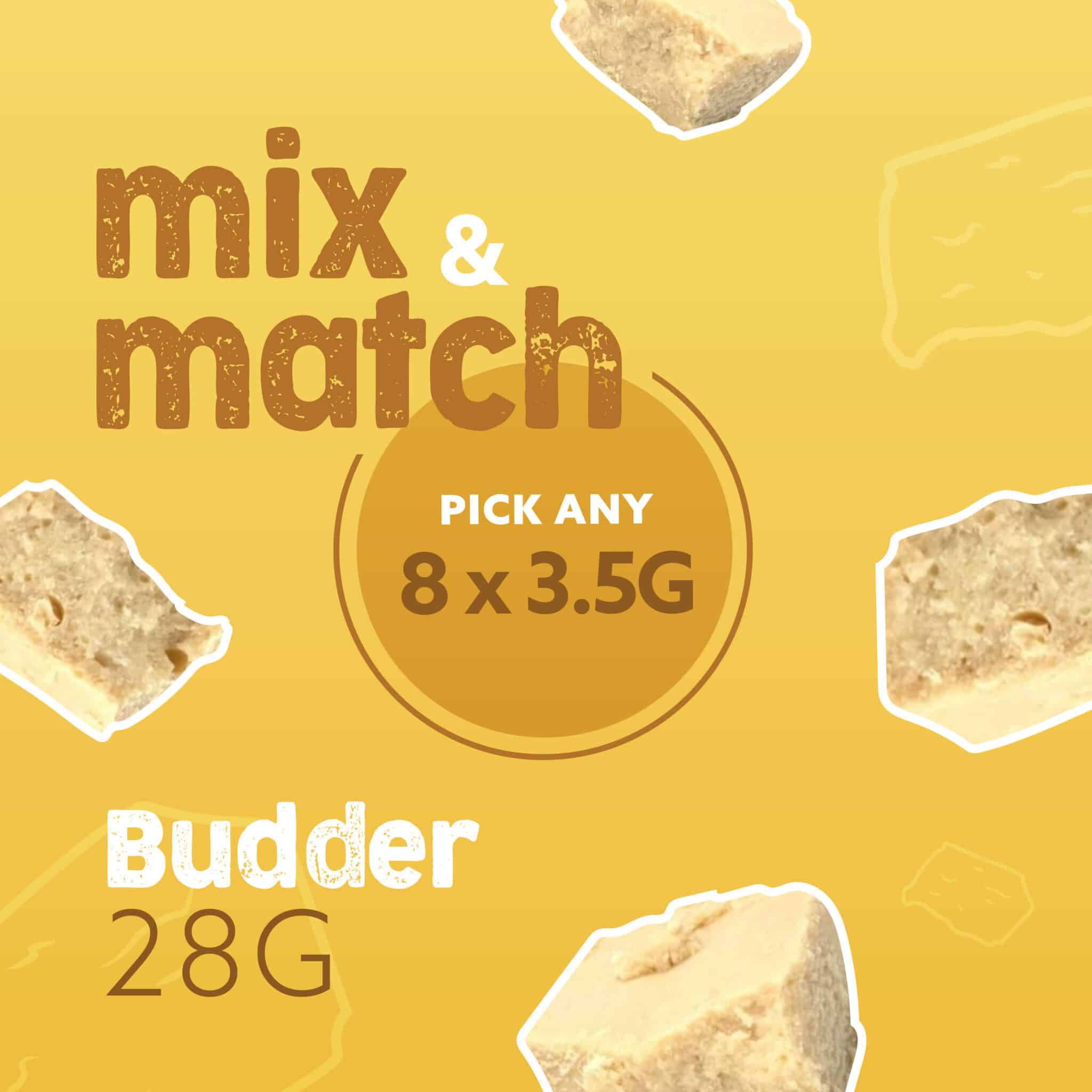 Photographie source: Mix and Match Budder – 28g (Pick any 8×3.5g)