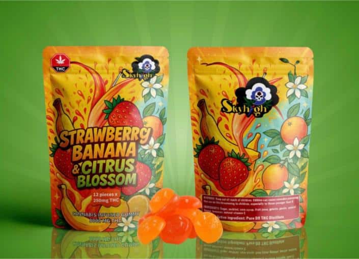 Sky High Edibles – Strawberry Banana + Citrus Blossom Gummy 3000mg THC (1) Sky High Edibles – Strawberry Banana + Citrus Blossom Gummy 3000mg THC - Image 1